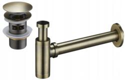  Mexen kerek mosdószifon klikk-klakk dugóval, túlfolyóval, antik réz - 7992050-40 (7992050-40)