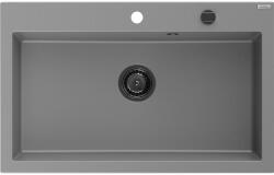 Mexen Elix 1 rekeszes gránit mosogató 800 x 500 mm, szürke, fekete szifon - 6527801005-71-B (6527801005-71-B)