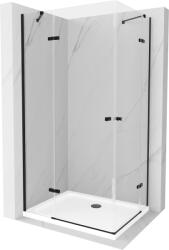 Mexen Roma Duo nyíló zuhanykabin 100 x 90 cm, átlátszó, fekete + Flat zuhanytálca - 854-100-090-70-02-4010B (854-100-090-70-02-4010B)