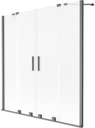 Mexen Velar Duo kétszárnyú toló kádparaván 160 x 150 cm, zúzott, gun gray kefélt - 896-160-000-32-66 (896-160-000-32-66)