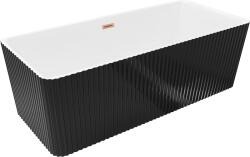 Mexen Nila szabadon álló bordázott kád 170 x 75 cm, fehér/fekete, ecsetelt réz túlfolyó - 52841708075-65 (52841708075-65)