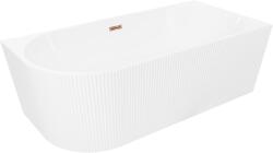 Mexen Silo jobb oldali, szabadon álló sarokkád, bordázott, 150 x 75 cm, fehér, túlcsordulás rózsaszín arany (52891507500P-60)