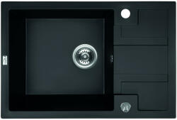 Laveo BARBADOS matt fekete mini csepptálcás mosogató dugókiemelős helytakarékos szifonnal (SRB_713B) - watermarkt