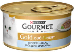 Gourmet GOLD Tengeri hallal szószban spenóttal duó élmény nedves macskaeledel - petguru - 3 499 Ft
