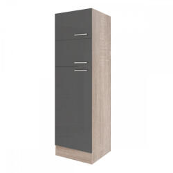 Leziter Yorki 60 Felülfagyasztós Hűtős Kamra Szekrény - Sonoma Tölgy Korpusz, Selyemfényű Antracit Front (YKH60STSA)