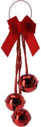 MagicHome Magic Home karácsonyi dekoráció, ajtócsengők, 14 x 14 x 46 cm, piros, 3 db fém harang díszszalaggal és akasztózsinórral (TC8095540)