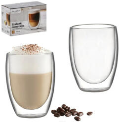 EXTRALINK Két Darab Duplafalú Termohőálló Üvegpohár, 345 ml