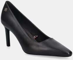 Tommy Hilfiger bőr tűsarkú TH LOGO LTH PUMP SLANTED HL barna, FW0FW09008 - barna Női 36