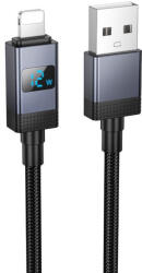 Cable USB A to Lightning Hoco 2, 4A with display 1 m X118 black (6942007655071)