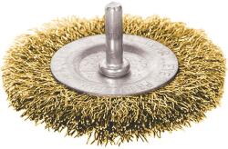 Extol drótcsiszoló körkefe (fúrógéphez), száras, 50mm, 6mm csap, hullámos szálú, rezezett acél, max 7500 frod/perc (17052) - sipibolt