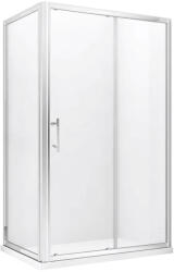 STUXI Delhi 140x80 aszimmetrikus szögletes tolóajtós zuhanykabin 6 mm vastag vízlepergető biztonsági üveggel, krómozott elemekkel, 200 cm magas (Stuxidelhi-140-80-chrome-set-1)