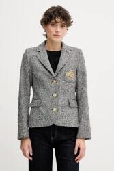 Tommy Hilfiger gyapjúkeverék felső fekete, mintás, egysoros gombolású, WW0WW48786 - fekete 40