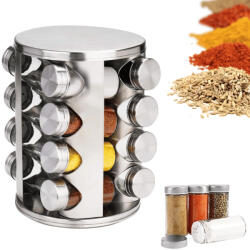  Forgatható fűszertartó, kör, 16 db-os - Fém (R66-16METAL)