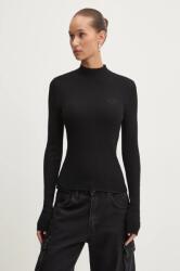 HUGO Blue pulóver könnyű, női, fekete, félgarbó nyakú, 50522578 - fekete S
