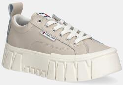 Tommy Hilfiger bőr sportcipő TJW VULC FLATFORM LEATHER bézs, EN0EN03008 - bézs Női 39