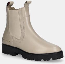 Tommy Hilfiger bőr bokacsizma TH LTHR LOW CHELSEA - bézs Női 37