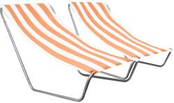 Set de 2 sezlonguri pliante pentru plaja SAND, dungi portocalii