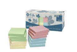 Info Notes Jegyzettömb öntapadó, 75x75mm, 12x100lap, újrahasznosított Info Notes, sárga, zöld, kék, rózsaszín (5654-88BOX) - tintasziget