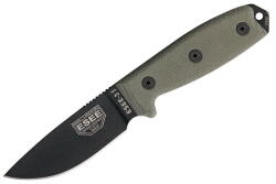 ESEE 3 MIL-P-B 1095 Green Canvas Micarta, Black Sheath, MOLLE Back (ES3MILPB)