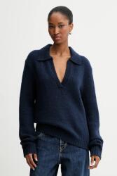 Calvin Klein gyapjú pulóver meleg, sötétkék, LV144D341G - sötétkék XS