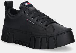 Tommy Hilfiger bőr sportcipő TJW VULC FLATFORM LEATHER - fekete Női 39
