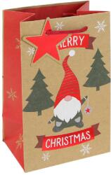 Eurowrap ajándéktasak (12, 7x20, 3x9 cm) kraft, karácsonyi manók/12 kar. (5) (X-36048-9C)