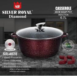 Silver Royal Diamond lábas tapadásmentes márvány bevonattal 28x12, 5 cm, 6, 4 L (SR-4028-bordó márvány)