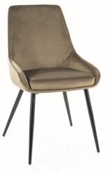 SIGNAL MEBLE Cobe Velvet étkező szék fekete láb/ oliva zöld (Bluvel 77)