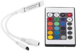 Avide RGB led szalag vezérlő és távirányító, DC5-24V, 72W, (dimmer, infrás, 6A, 24 gombos) (A6487)