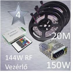 Vled Silver 4 (5050 SMD 30led/m szalag +RF 20 gombos vezérlő + 150W fém táp) (RGB-szett-silver-4)
