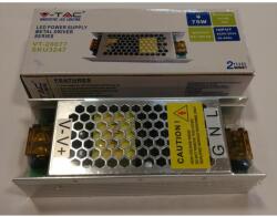 V-TAC Keskeny 75W Led tápegység (12V, 6A, fém házas ipari, sorkapocs csatlakozó) (3247)