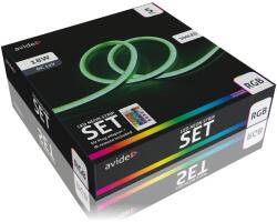 Avide LED Neon RGB "Szalag" Szett, 12V, IR távirányítóval, tápegységgel, 5m, könnyen szerelhető (A4806)