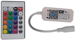 Avide RGB+W led szalag WIFI-s vezérlő és IR távirányító, DC12-24V, 100W, (dimmer, infrás, 8A, 24 gombos) (A0641)