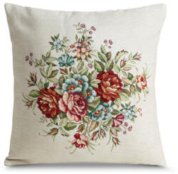  Virágmintás gobelin párnahuzat zsenília fonalból Natúr 45x45 cm +/-5% (425773)