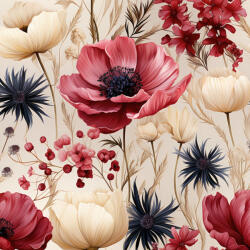 Takoy Sötétítő anyag/ blackout MAXI 3D pipacs minta bézs alapon