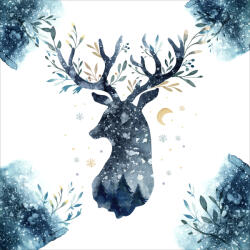 Takoy Microfiber/Pamut hatású utánzat - PANEL 30x30 téli szarvas sötét