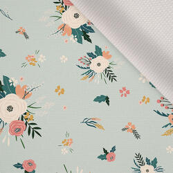 Takoy Téli anyag dzsekihez és kabáthoz 20000/10000 virágok menta alapon