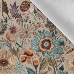 Takoy Téli softshel anyag bézs hímzés nyomtatási minta Rose