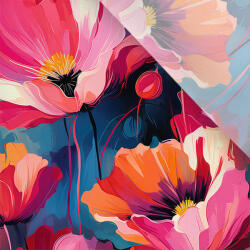 Takoy Enyhén elasztikus műselyem / silky anyag jellegzetes pipacsok