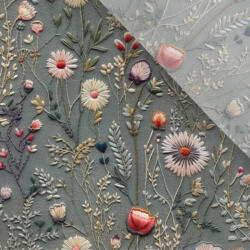 Takoy Dizájnos bélés réti virágok Antonia hímzés utánzat szürke