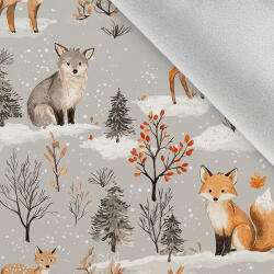 Takoy Téli softshell anyag állatkák szürke erdőben