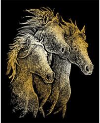 Royal & Langnickel Karckép gravírozó készlet karctűvel, 20x25 cm - Lovak, arany