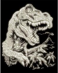 Royal & Langnickel Karckép gravírozó készlet karctűvel, 20x25 cm - Dinoszaurusz, sötétben világító