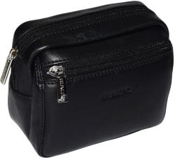  Rialto olasz férfi fekete, övre fűzhető bőr autóstáska 15 × 11 cm (R-RT2998-AE-03)