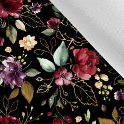 Takoy Gabardin anyag light arany virágok fekete