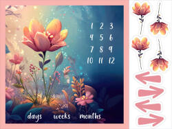 Takoy Microfiber/Pamut hatású utánzat PANEL 160x120 mérföldkő takaró - mesebeli virág-NS-17255