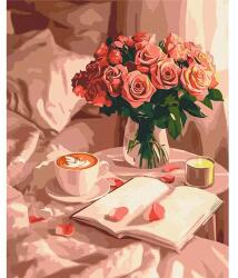 Brushme Számozott kifestő készlet, feszített vásznon, 40x50 cm - Rózsa és kávé aromája