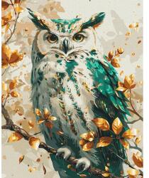 Brushme Számozott kifestő készlet, feszített vásznon, 40x50 cm - Smaragdbagoly metál színekkel