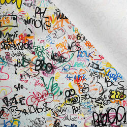 Takoy Matt anyag fürdőruhákhoz, fitnesz ruházathoz - white graffiti