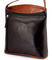 MONARCHY Holly fekete-konyak női bőr válltáska 27x24cm (M-32425-5-holly)